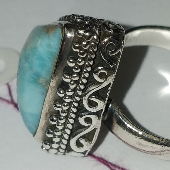 New Sterling Silver Larimar Ring Size 8.5 - Picture 3 of 6